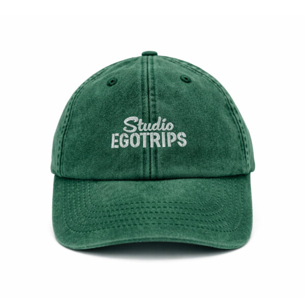 Vintage Green Egotrips Dad Cap Studio Egotrips with front embroidered.